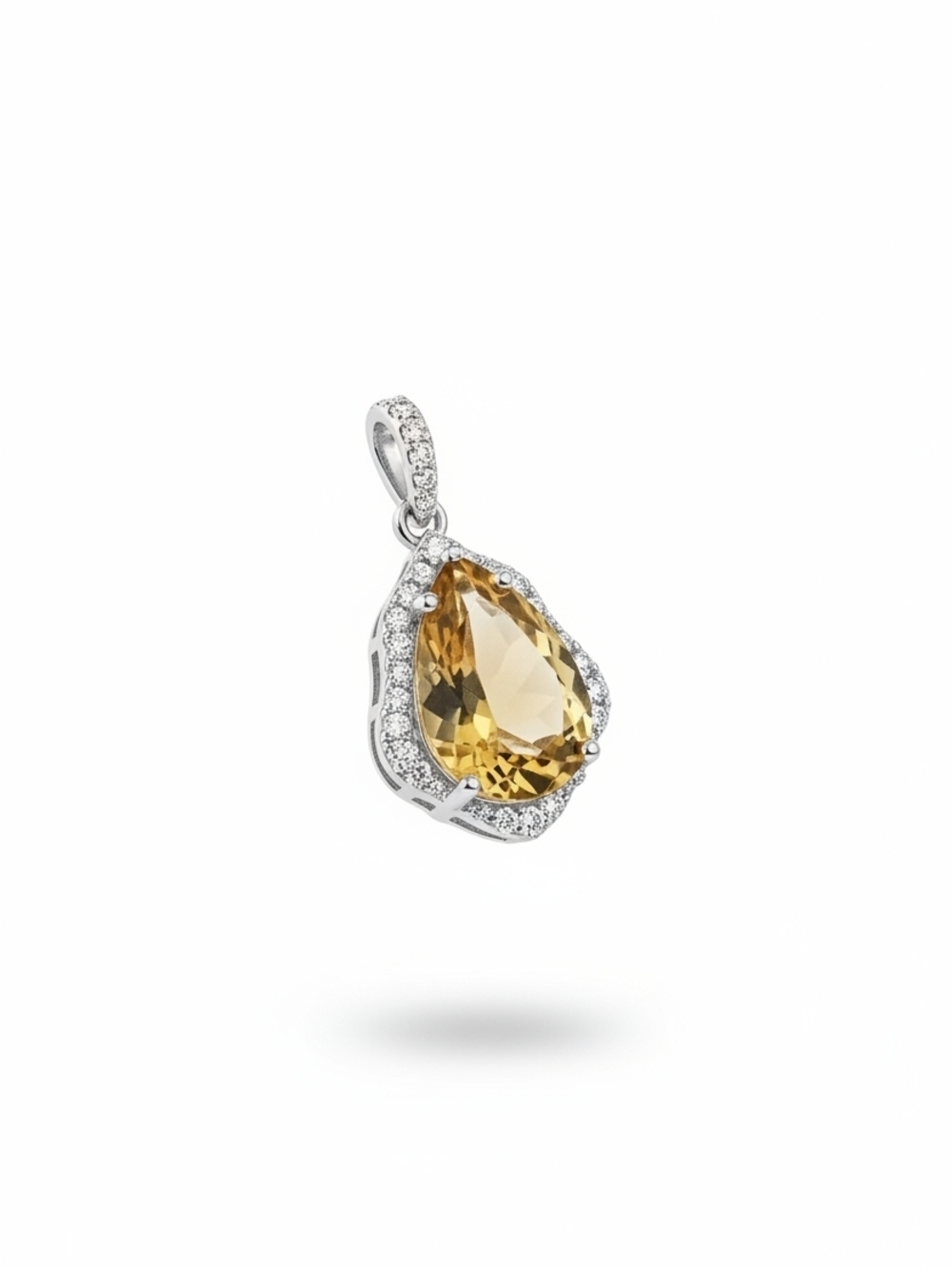 Genuine Citrine Pendant in 925 Silver – Sparkling Teardrop Design - Picture 2 of 11